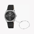 Esprit Women's Black Leather Watch, Black Dial | Es1l003m0015-0