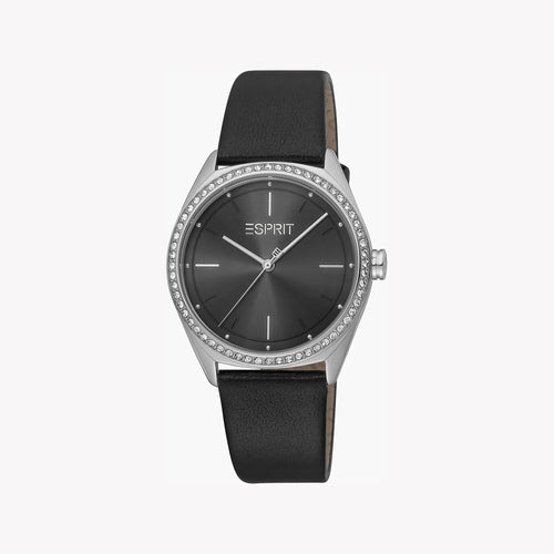 Esprit Women's Black Leather Watch, Black Dial | Es1l003m0015-1