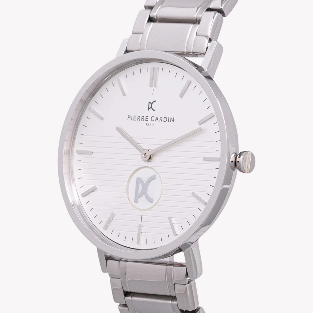 Pierre Cardin Men's Silver Metal Watch, White Dial | Cbv.1103-1
