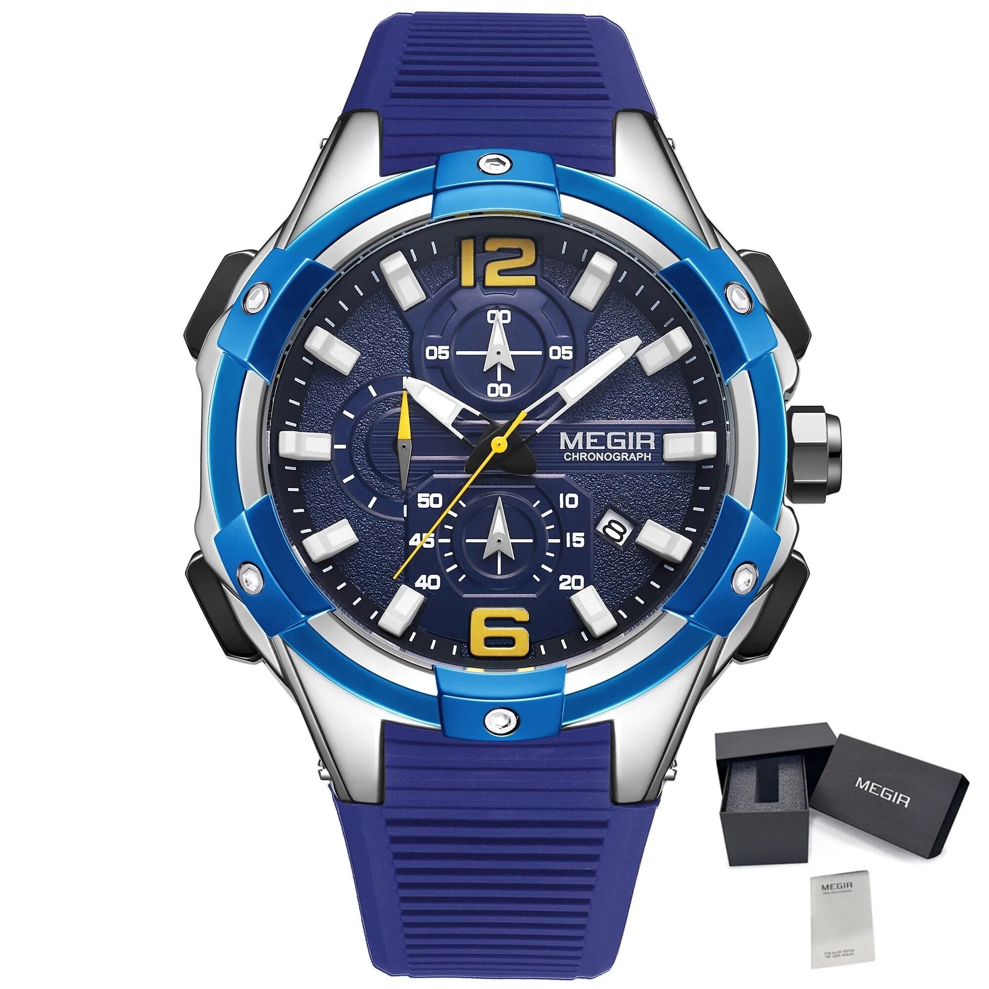 MEGIR Men's Chronograph Original Top Luxury Sports Military Watches for Men Date Luminous Wristwatches Clock Relogio Masculino 2161-15