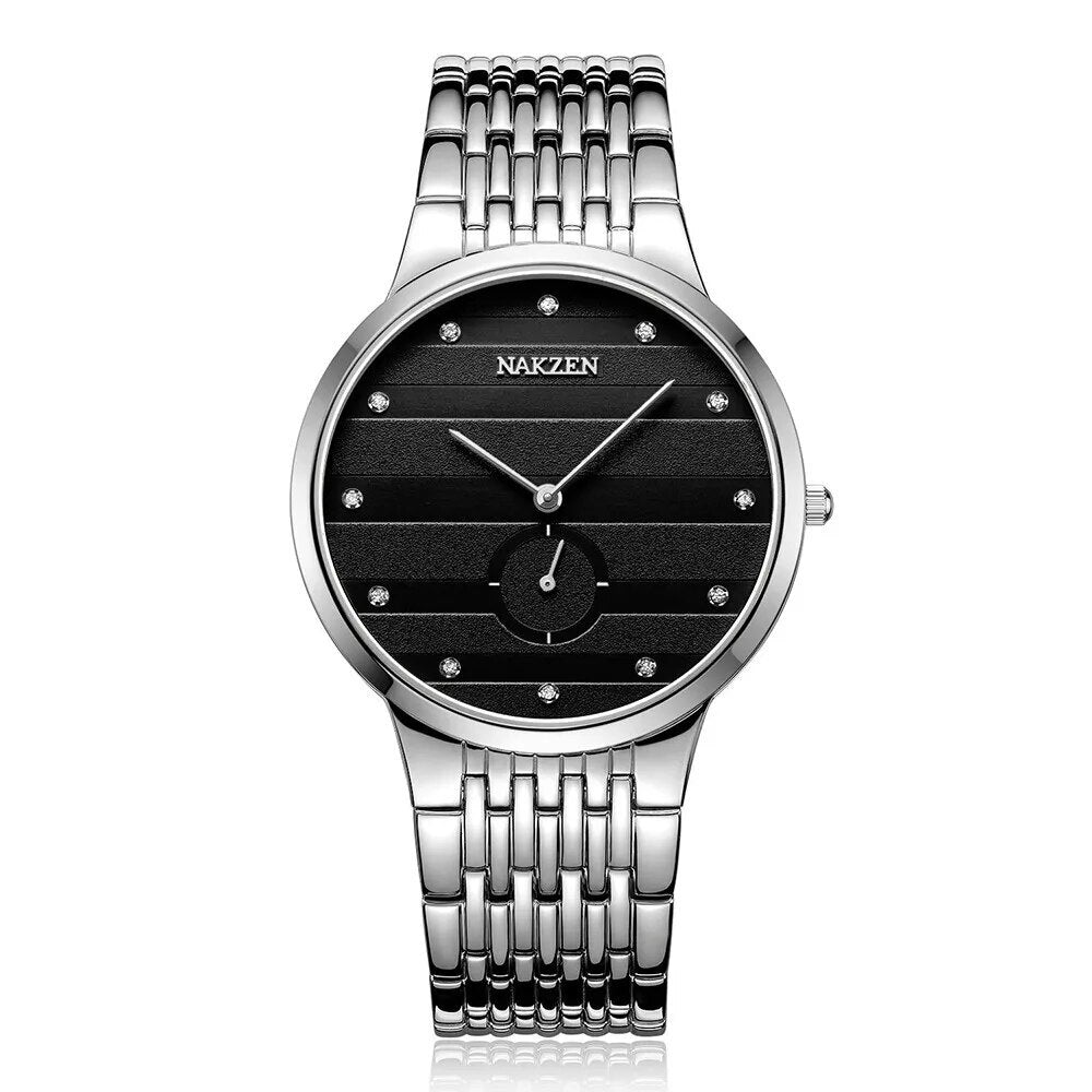 NAKZEN Commerce Diamond Men Watch Famous Luxury Brand Sapphire Watches Men's Stainless Steel Simple Black Gold Watch Male Clock 4036-6