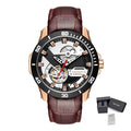 MEGIR Fashion Leather Watches for Men Sapphire Stainless Steel Automatic Mechanical Watch Sports Clock Montre Homme 62069-10