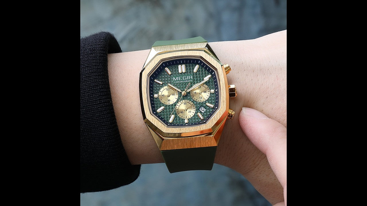 MEGIR Fashion Sport Military Watches for Men Luxury Quartz Wristwatch Silicone Strap Waterproof Date Clock 24-hour Reloj Hombre 2215-19