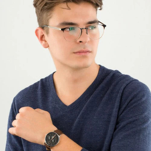 Timex Men's Brown Leather Watch, Black Dial | Tw2t35000-2