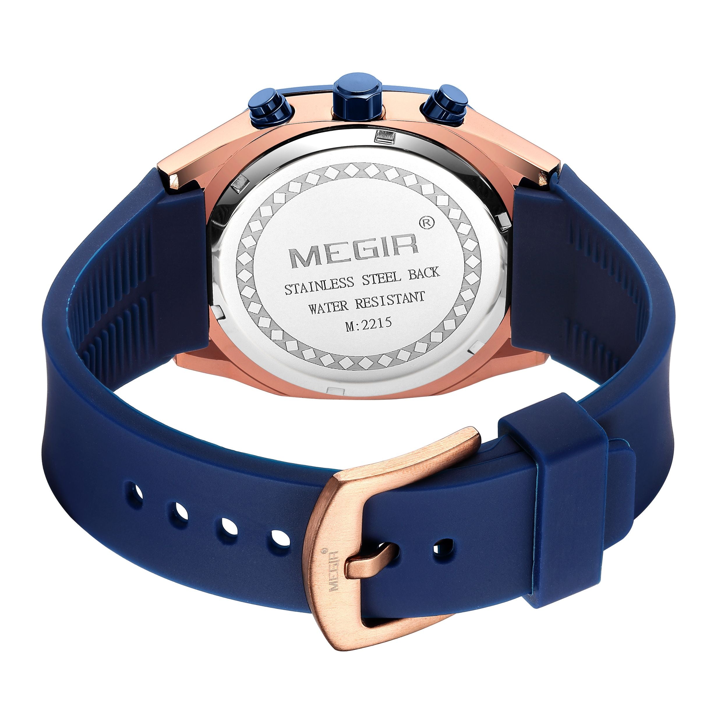 MEGIR Fashion Sport Military Watches for Men Luxury Quartz Wristwatch Silicone Strap Waterproof Date Clock 24-hour Reloj Hombre 2215-18