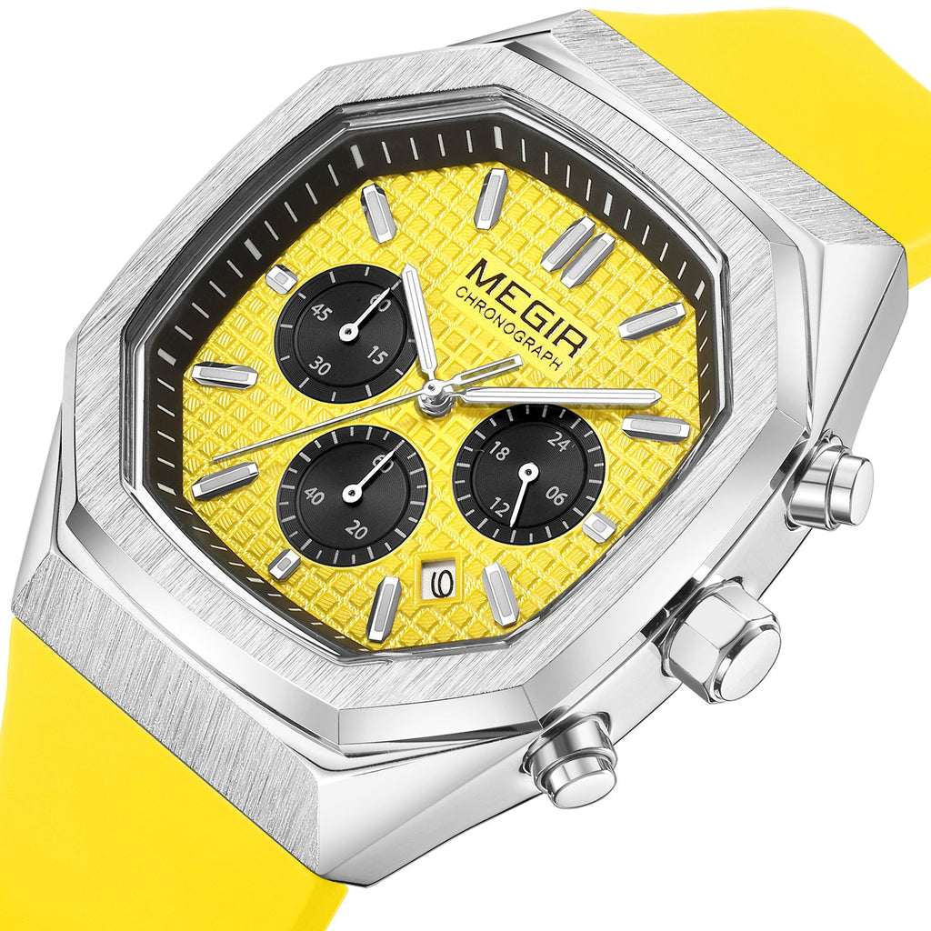 MEGIR Fashion Sport Military Watches for Men Luxury Quartz Wristwatch Silicone Strap Waterproof Date Clock 24-hour Reloj Hombre 2215-15