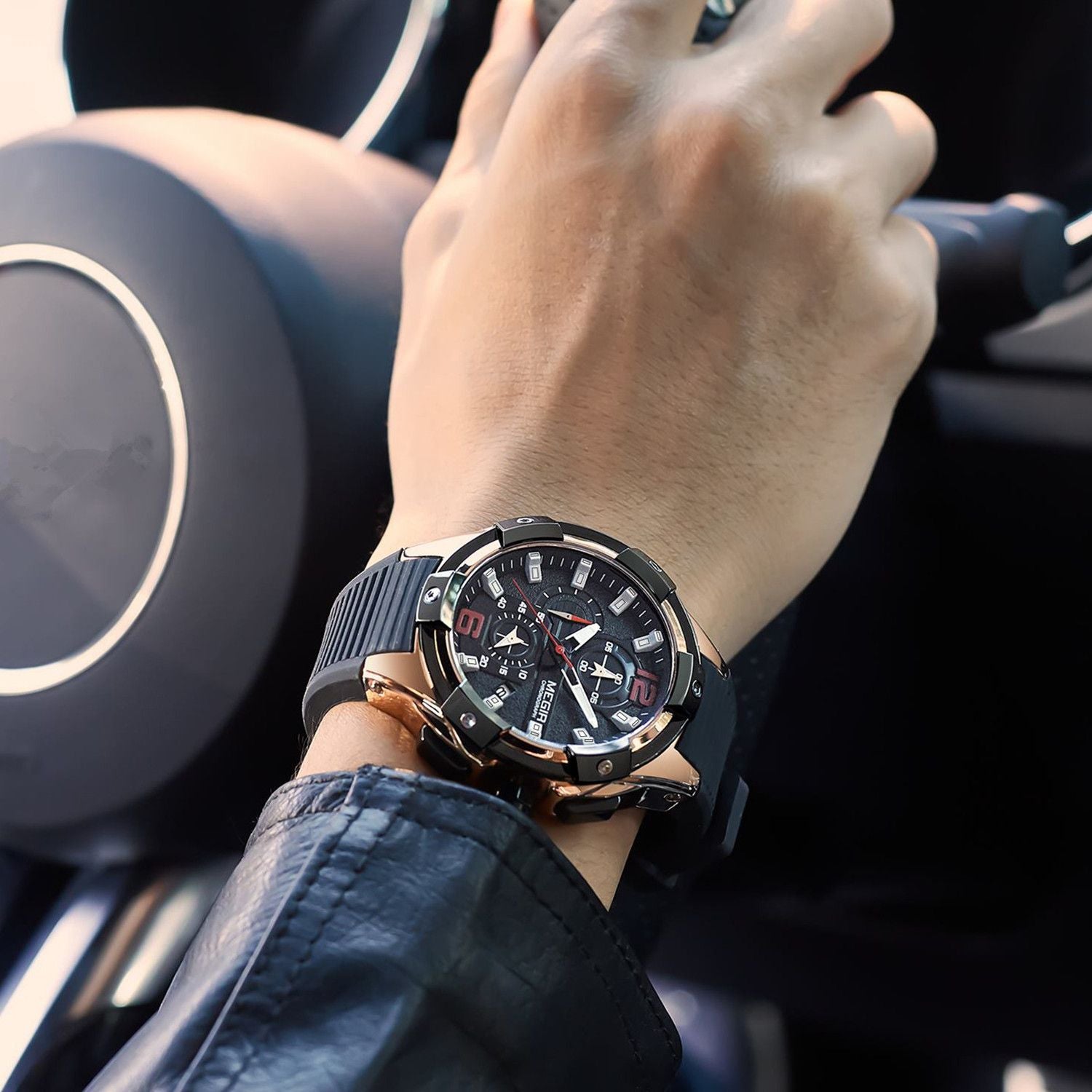 MEGIR Men's Chronograph Original Top Luxury Sports Military Watches for Men Date Luminous Wristwatches Clock Relogio Masculino 2161-2