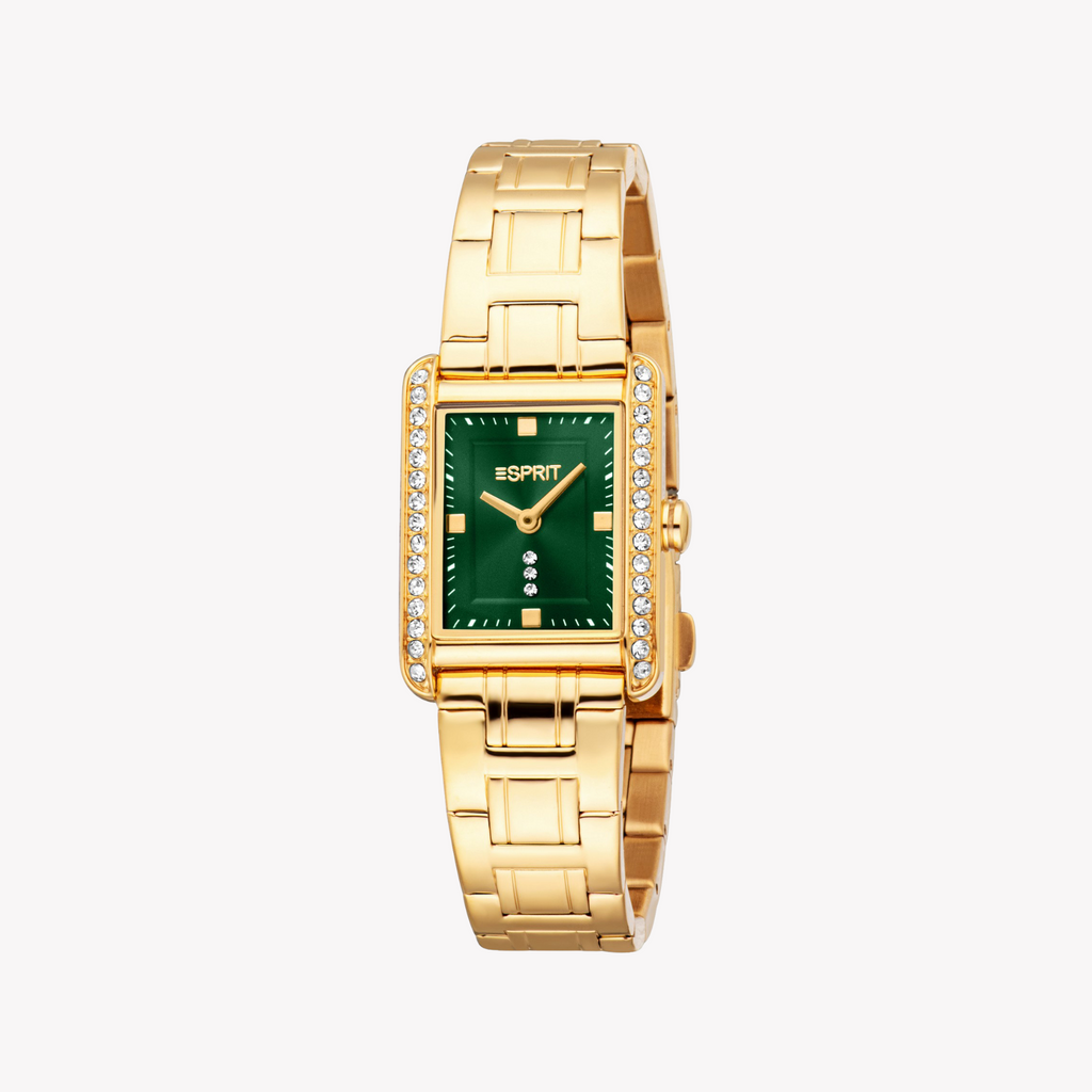 Esprit Women's Gold Stainless Steel, Dark Green | Es1l512m0055-1