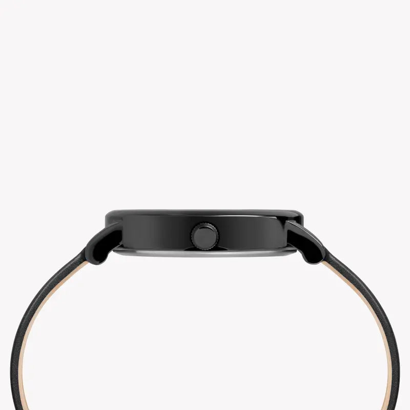 Timex Women's Black Leather Watch, Black Dial | Tw2r93000-1