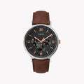 Timex Men's Brown Leather Watch, Black Dial | Tw2t35000-0