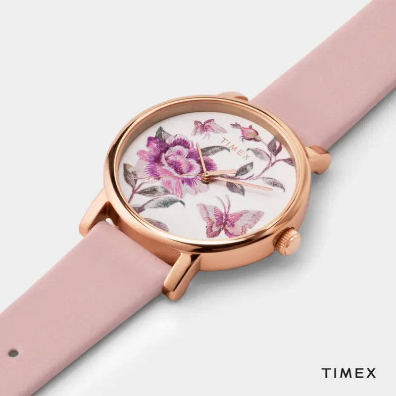 Timex Women's Pink Leather Watch, Pink Dial | Tw2u19300-2