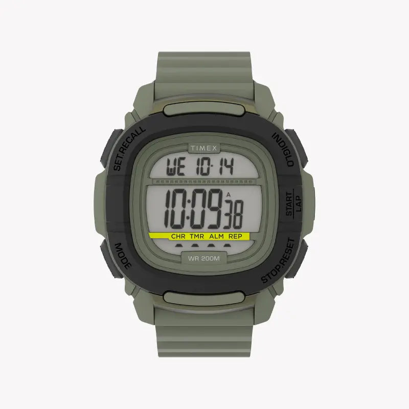 Timex Men's Green Silicone Watch, Digital Dial | Tw5m36000-0