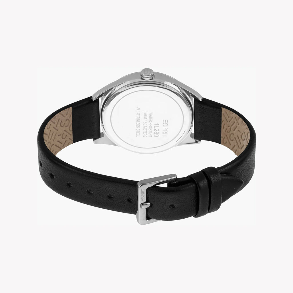 Esprit Women's Black Leather Watch, Black Dial | Es1l003m0015-3
