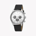 Esprit Men's Black Leather Watch, Silver Dial | ES1G210L0015-0